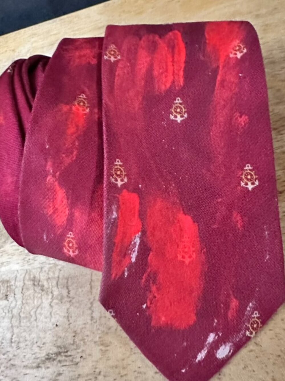 Giorgio Armani Newly Upcyled Silk Tie Necktie Painted Red